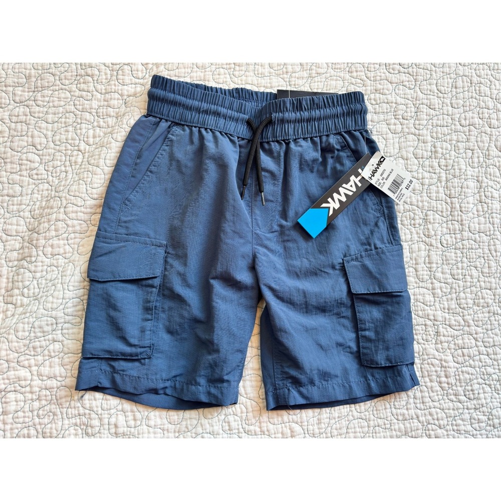 Hawk Boys Blue Cargo Shorts Size Small 8 Pull On Elastic Waist